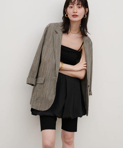 內置胸杯拼接泡泡廓形吊帶背心