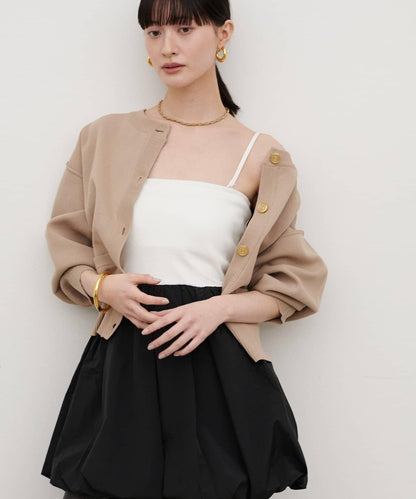 內置胸杯拼接泡泡廓形吊帶背心