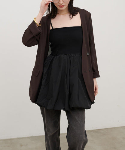 內置胸杯拼接泡泡廓形吊帶背心