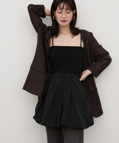 內置胸杯拼接泡泡廓形吊帶背心