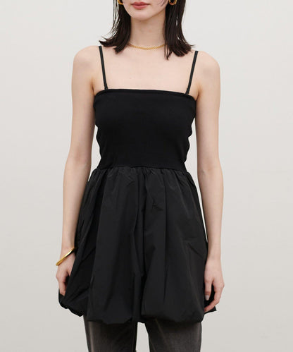 內置胸杯拼接泡泡廓形吊帶背心