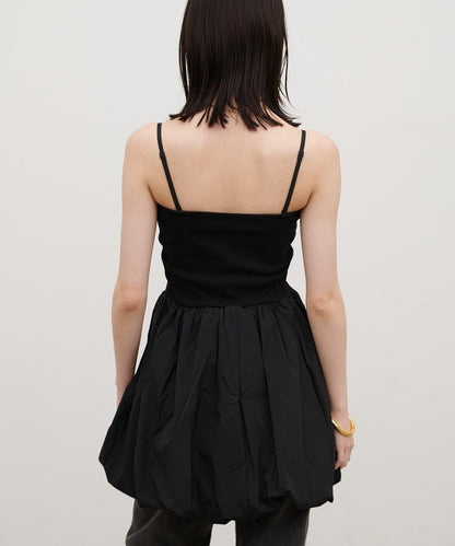 內置胸杯拼接泡泡廓形吊帶背心