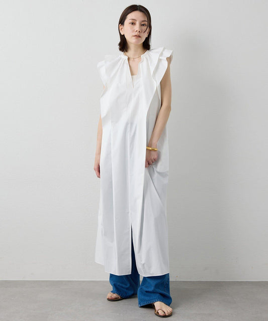 Drawing Numbers 打字機面料 雙層荷葉邊 連衣裙