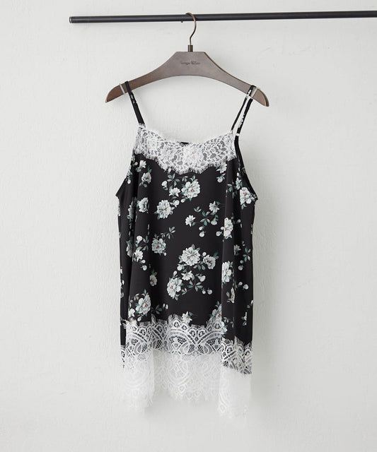 可選波點花卉圖案 蕾絲 吊帶長款上衣