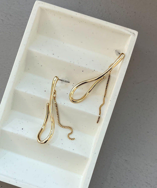 GOLDY/ゴールディ 垂墜線條鏈條耳環