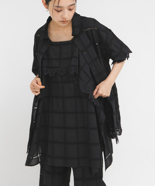 2WAY鏤空刺繡連衣裙