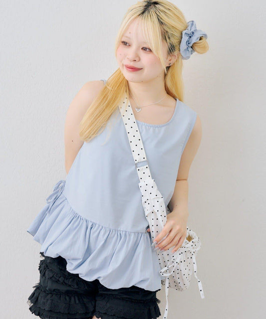 continuer 拼接設計 附髮圈 長款上衣