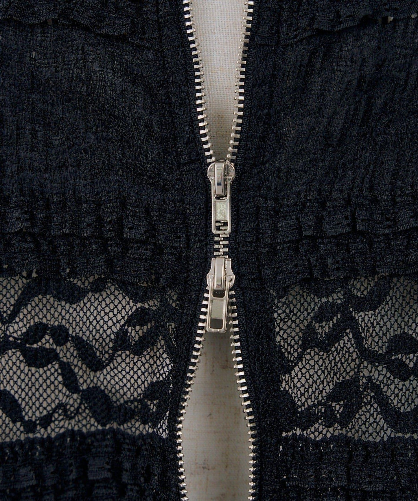 蕾絲雙拉鍊 連帽衛衣