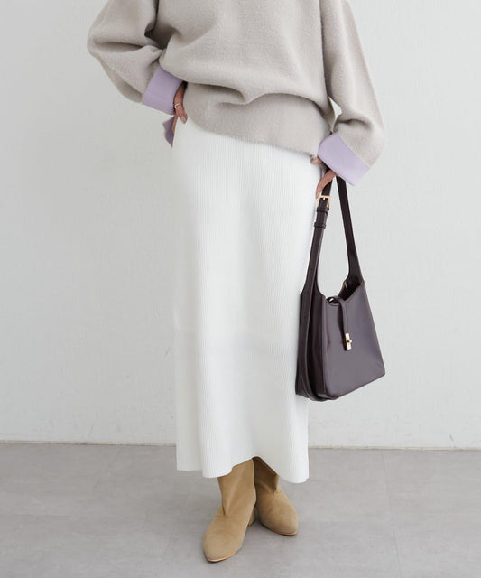 仿羊絨觸感羅紋針織半身裙