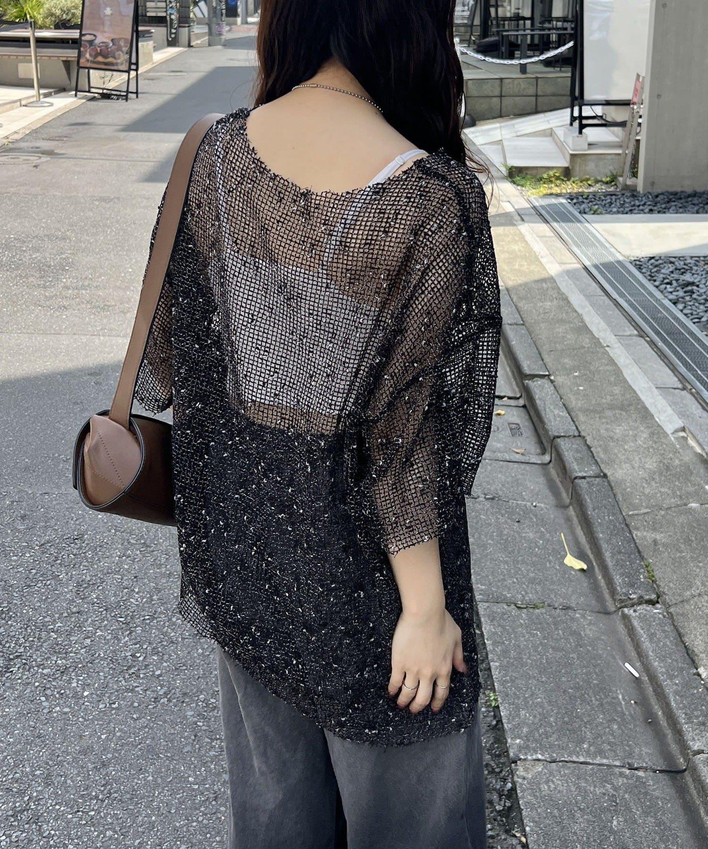 NUNIFE 混色網眼套頭上衣