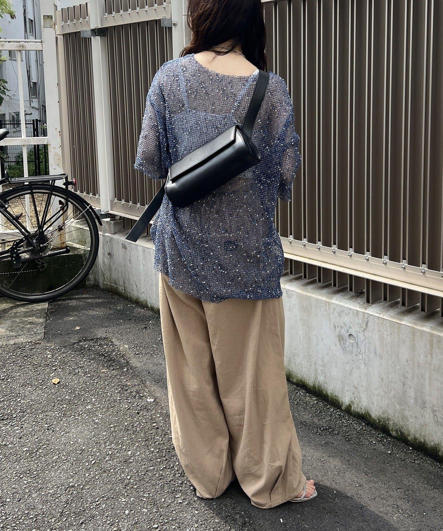 NUNIFE 混色網眼套頭上衣