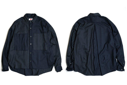 by H. SAXONY WOOL MIX SH - NAVY STRIPE MIX (by H.)