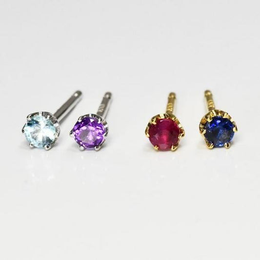 絆田製作所 選べる誕生石＆地金カラー 誕生石一粒ピアス S (0.15ct) 左右違う石をセット可能 天然石 カスタマイズジュエリー (HDS-0040)