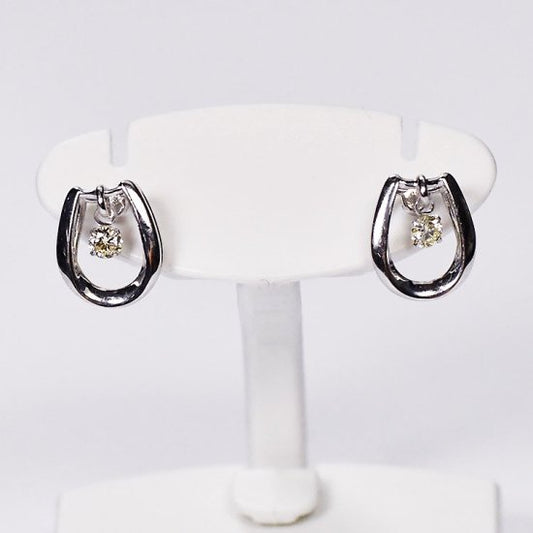 單鑽 K10WG 鑽石耳釘 0.06ct 馬蹄 白金 十字架 (SCF-SKE-0010-W10xA)