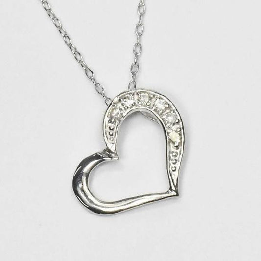 期間限定セール！天然ダイヤモンド0.04ct（SIクラス・鑑別書カード付） オープンハートネックレス プラチナカラー (GFB-SV-KS149-SI-PT)