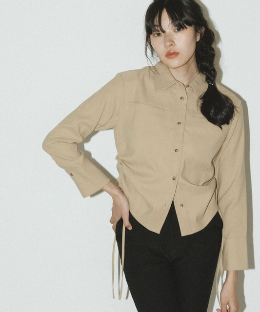 蜜桃絨感襯衫