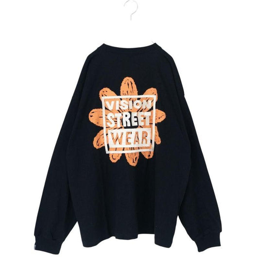 VISION STREET WEAR 花卉圖案標誌長袖T恤 黑色 (CT7528BK)