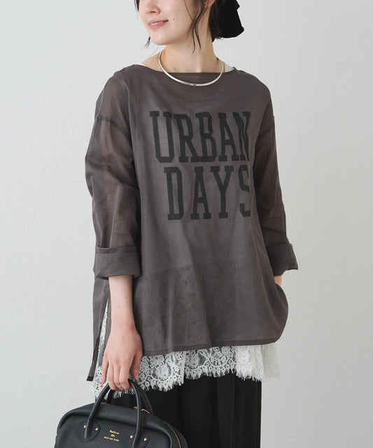 Logo Print Sheer Blouse