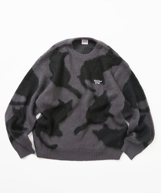 Relaxed Fit Jacquard Crew Neck Mohair Touch Shaggy Knit [Limited Edition]