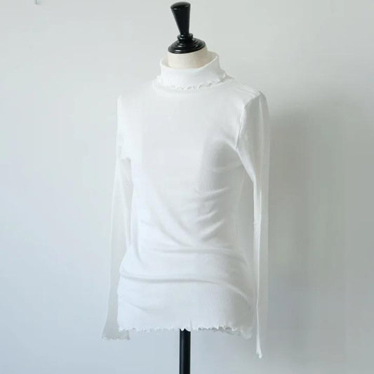 LUEUF (ルフ) | フリルタートルネック (off white) | トップス フリル シンプル お灑落 (ka351029of)