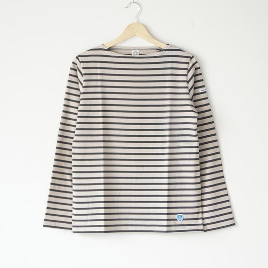 ORCIVAL | BFJ BOAT NECK L/S P.O. size 2 (oyster x coal/wine x pink) | オーシバル ボートネック プルオーバー ボーダー 長袖 (or-c0137bfj)