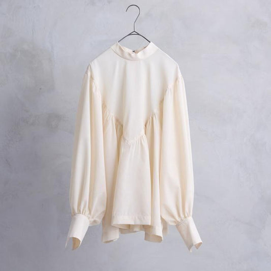 the last flower of the afternoon | 輝かしい影 Stand collar blouse (ecru) | ザラストフラワーオブジアフターヌーン (tlf226-sh001-em-ec)