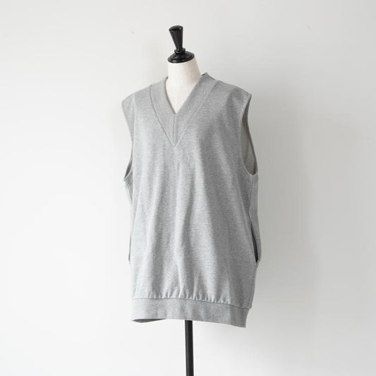 euphoric' (ユーフォリック) | V-neck Vest (moku gray) | トップス 杢グレー オーバーサイズ スウェットベスト (eu-ct5205moku)