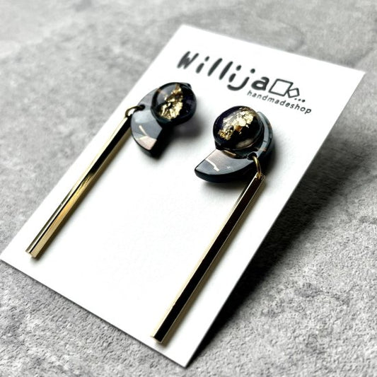金屬アレルギー対応《月葉》紫陽花の月モチーフピアス
 (Willija-022GB)