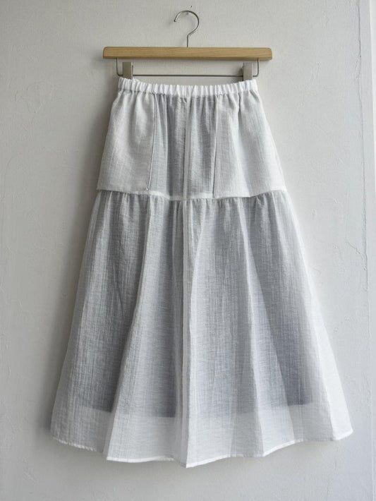 <span style="color:#FF0000">sale</span>NAVY.WO スカート ﾎﾜｲﾄ<br>Sheer tiered skirt</font> (N24FS114)