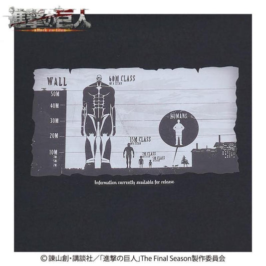 進撃の巨人 Titan size chart Tシャツ (aSKKT005/BLK)