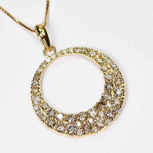 K18·鑽石1.0ct 滿月鑲嵌吊墜項鍊