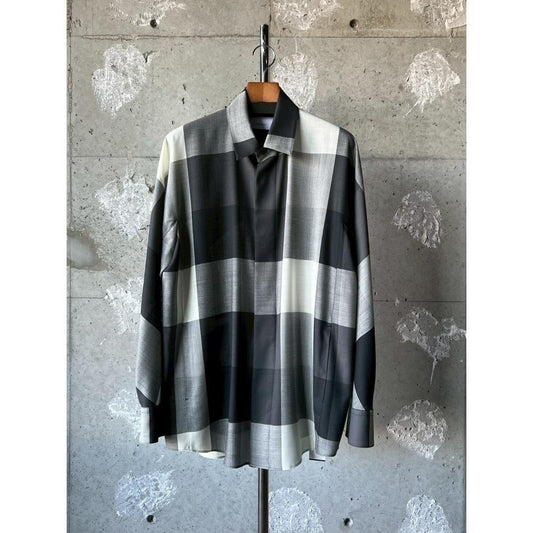OVERCOAT | オーバーコート Dolman Sleeve Light Wool Shirt OFF WHITE × BLACK (S26T027-NKLC)  (S26T027-NKLC)