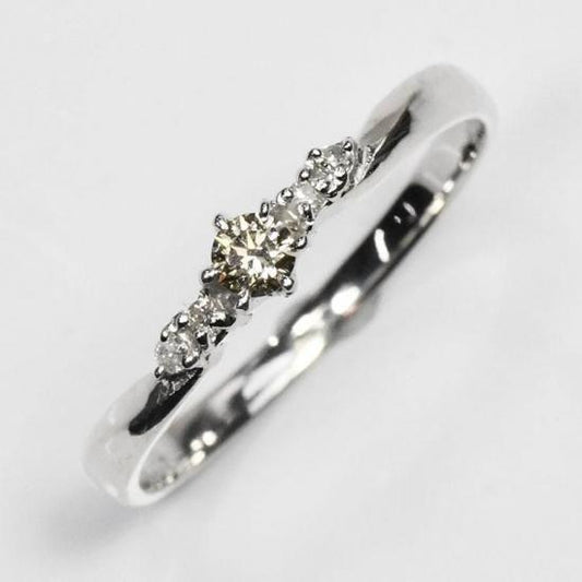期間限定セール！ 天然ダイヤモンド0.1ct（SIクラス・鑑別書カード付） エンゲージ5ストーンリング プラチナカラー 婚約指輪 プロポーズリング (GFB-SV-KS244-SI-PT)
