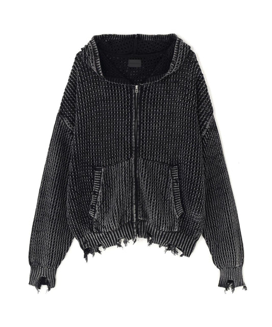 DankeSchon/ダンケシェーン/PIGMENT DAMAGE MESH HOODIE