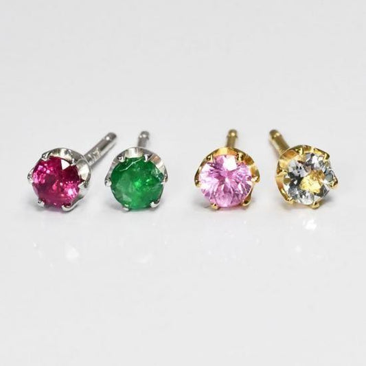 絆田製作所 選べる誕生石＆地金カラー 誕生石一粒ピアス (0.2ct) 左右違う石をセット可能 天然石 カスタマイズジュエリー (HDS-0041)