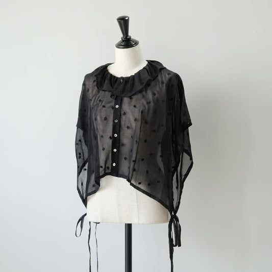 Porter des boutons (ポルテデブトン) | シュクレタックカラーブラウス (black) | トップス ブラウス (p-24115bk)