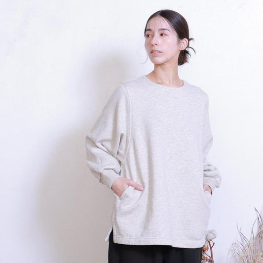 TUTIE. (ツチエ) | コットン裡毛起毛ワイドスリーブプルオーバー (ivory/navy) | トップス プルオーバー お灑落  (0699to71358)