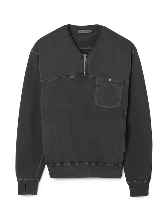 nonnative - HIKER HALF ZIP PULLOVER COTTON SWEAT PIGMENT DYE (CHARCOAL) (NN-C4802)