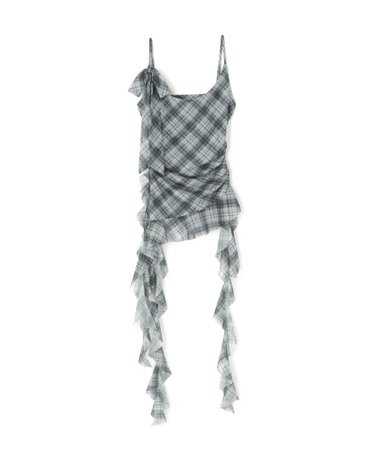 MAVYTH/メヴィス ASYMMETRY FRILL CHECK TOP