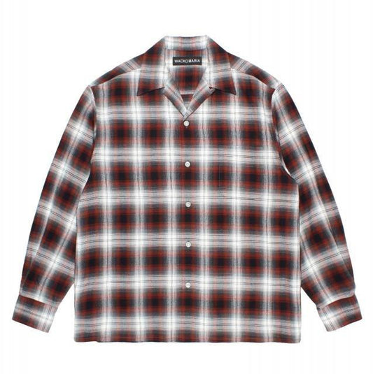 WACKOMARIA  　OMBRE CHECK OPEN COLLAR SHIRT L/S　TYPE-1(BROWN) (26SS-WMS-OC11)
