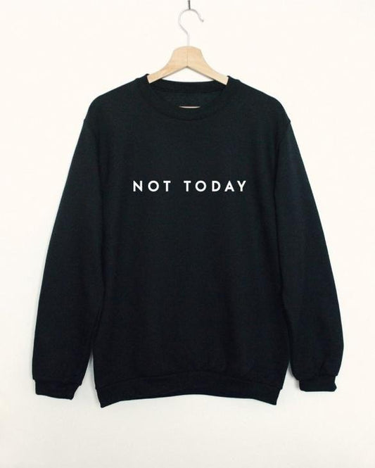 【SALE 40%オフ】Vim Tees | NOT TODAY sweatshirt (black) | スウェット (M/Lサイズ)【タイポグラフィ ミニマリスト 裡起毛】 (pa158326059)