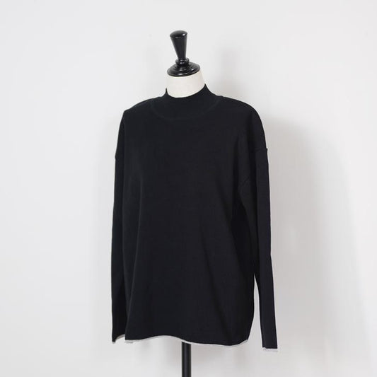 NARU (ナル) | コットンジロンラムロール配色ハイネックニット (black) | トップス  シンプル  お灑落 (657705)