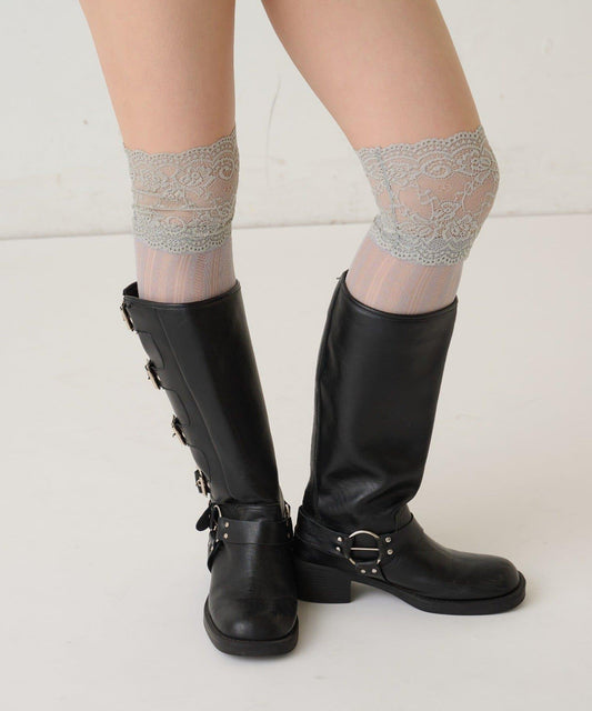 【WEB限定】蕾絲過膝襪
