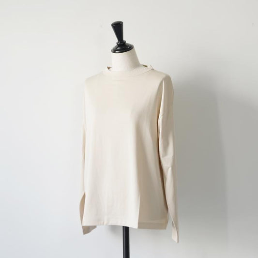 handvaerk | 60/2 BOTTLE NECK L/S T-SHIRT (oatmeal/pink sand/lilac grey) size S | ハンドバーク ボトルネック (hv-6116)