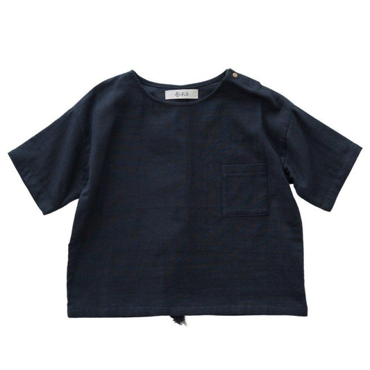 LAST ONE【50%off】eLfinFolk（エルフィンフォルク）／Double Gauze Tategami Tee - black (25SS-elf-251F21-black)