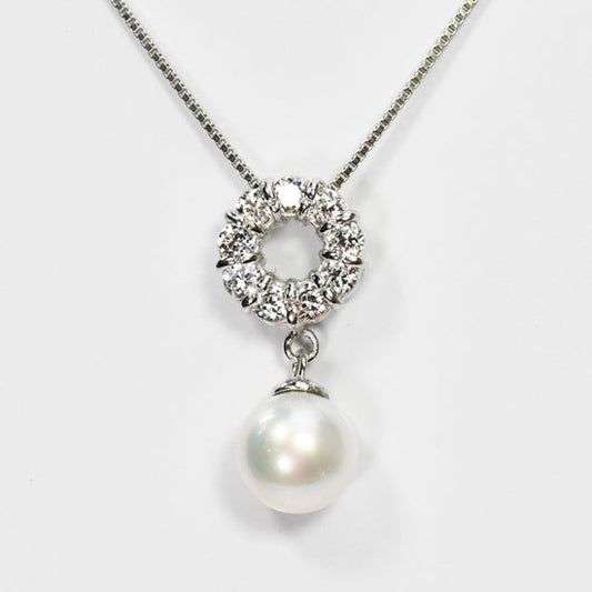花珠真珠 7mm珠 ダイヤモンド0.5ct サークル＆パールネックレス アコヤ本真珠 (MSP-0047)