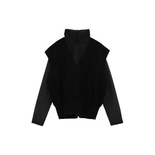 MANOF 【マノフ】 LAYERED KNIT TOPS BLACK (86106-2042) (86106-2042)
