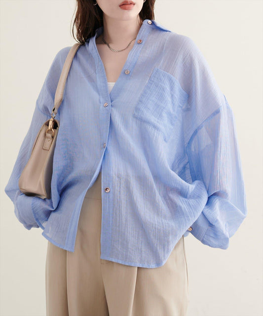 Wrinkled Sheer Wide Shirt