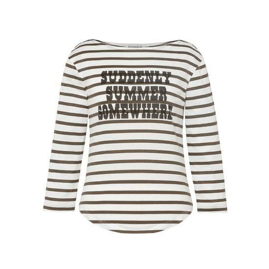 MADISONBLUE 【マディソンブルー】BOAT NECK 3/4 SLEEVE TEE BORDER KHAKI (MB241-7003) (MB241-7003)