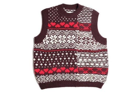 JOHN MASON SMITH 3G FAIR ISLE KNIT CREWNECK VEST BORDEAUX (JOHN MASON SMITH)